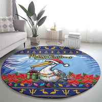 Barbados Christmas Round Carpet Pelican With Poinsettia