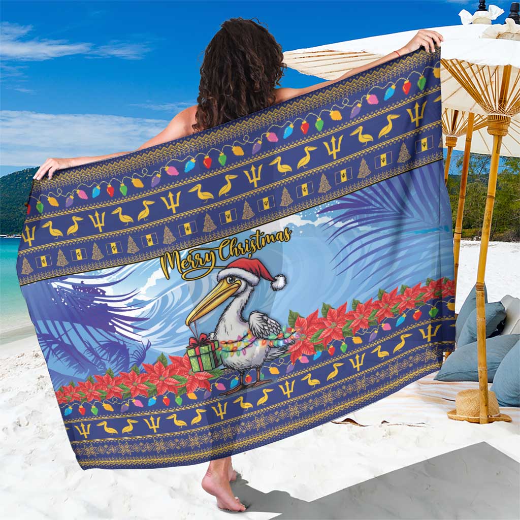 Barbados Christmas Sarong Pelican With Poinsettia - Wonder Print Shop