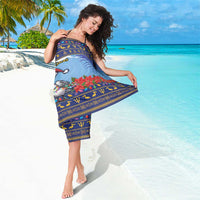 Barbados Christmas Sarong Pelican With Poinsettia - Wonder Print Shop