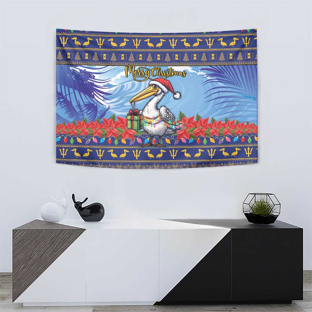 Barbados Christmas Tapestry Pelican With Poinsettia - Wonder Print Shop