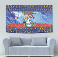 Barbados Christmas Tapestry Pelican With Poinsettia - Wonder Print Shop