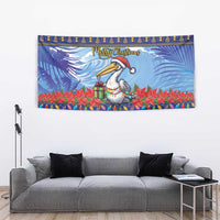 Barbados Christmas Tapestry Pelican With Poinsettia - Wonder Print Shop