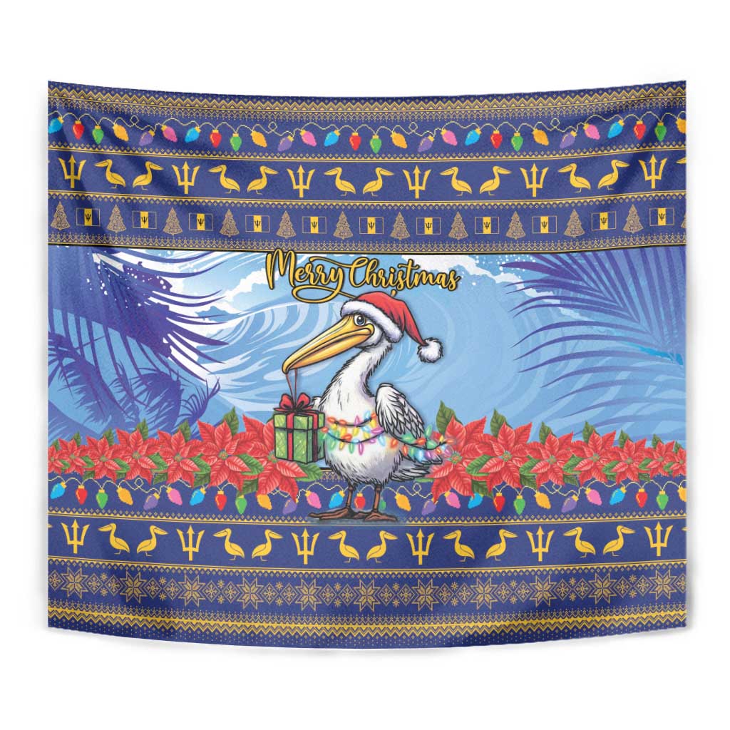 Barbados Christmas Tapestry Pelican With Poinsettia - Wonder Print Shop