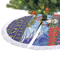 Barbados Christmas Tree Skirt Pelican With Poinsettia - Wonder Print Shop