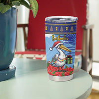 Barbados Christmas Tumbler Cup Pelican With Poinsettia - Wonder Print Shop