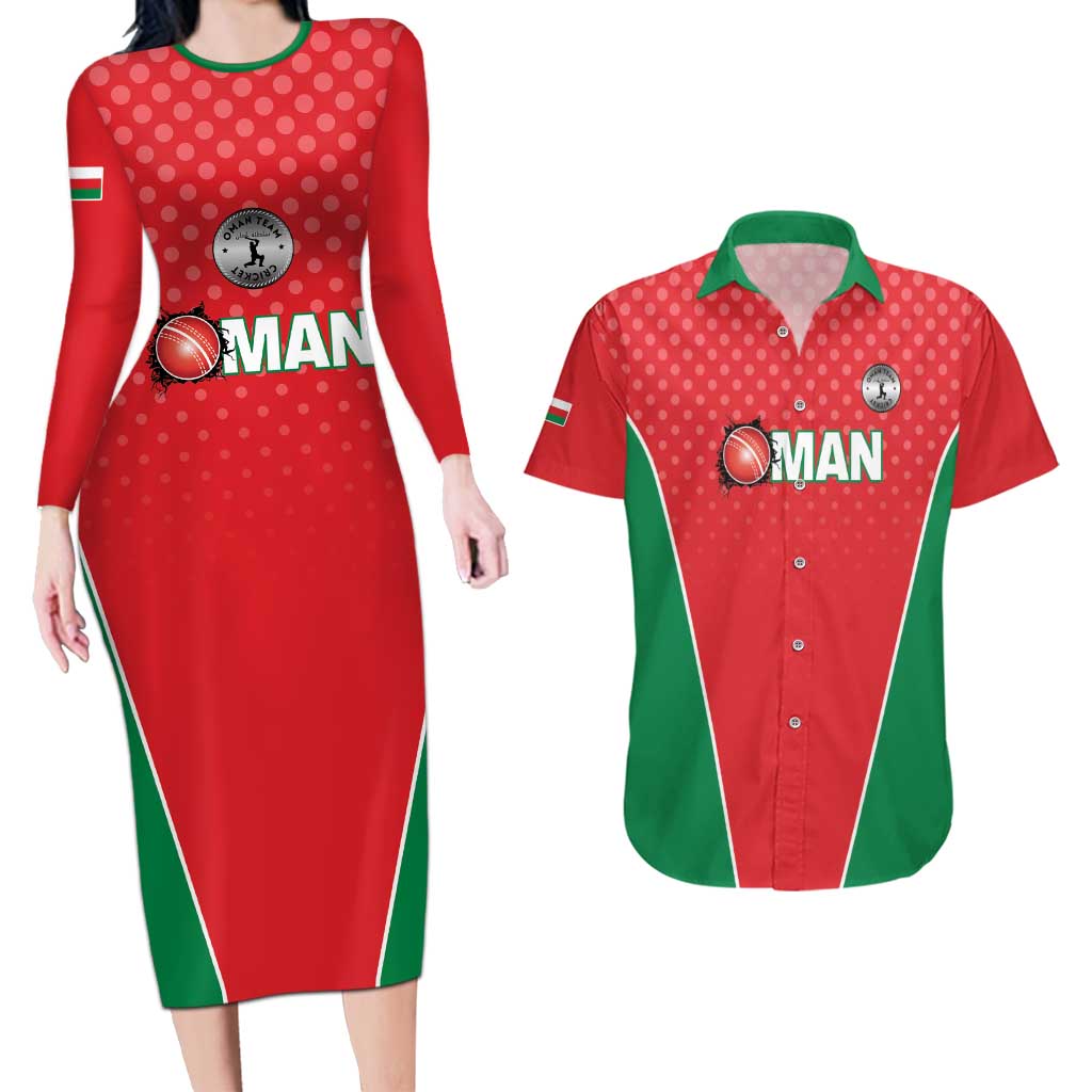 Custom Oman Cricket Couples Matching Long Sleeve Bodycon Dress and Hawaiian Shirt We Are Champions - Wonder Print Shop