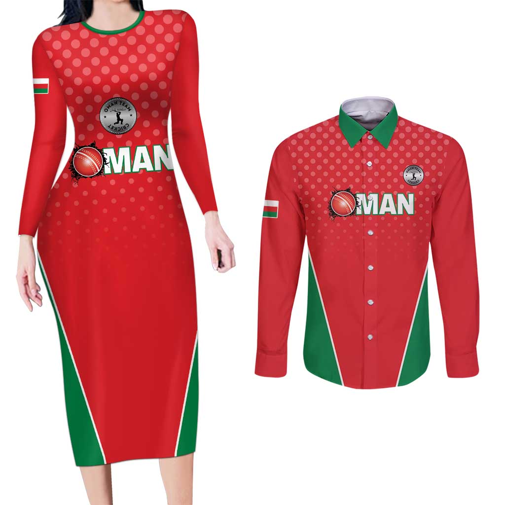 Custom Oman Cricket Couples Matching Long Sleeve Bodycon Dress and Long Sleeve Button Shirt We Are Champions - Wonder Print Shop