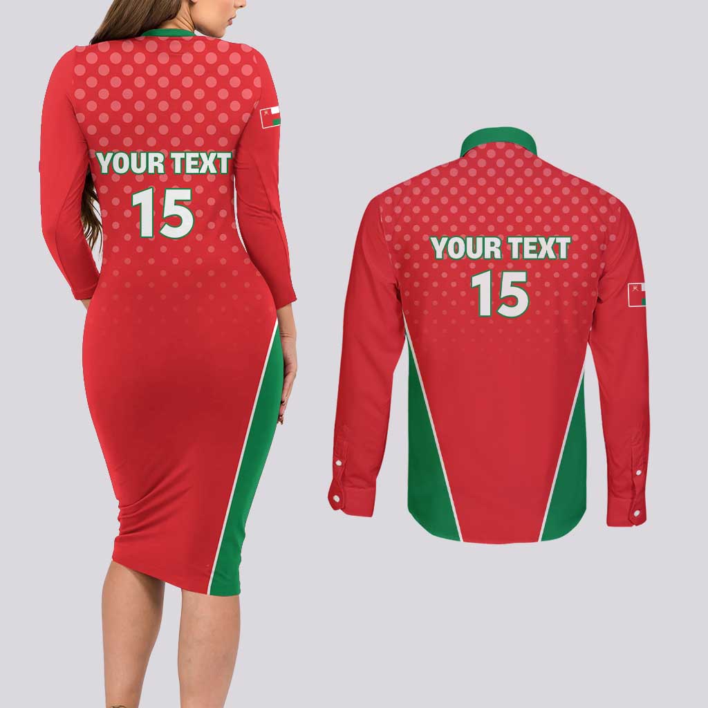 Custom Oman Cricket Couples Matching Long Sleeve Bodycon Dress and Long Sleeve Button Shirt We Are Champions - Wonder Print Shop