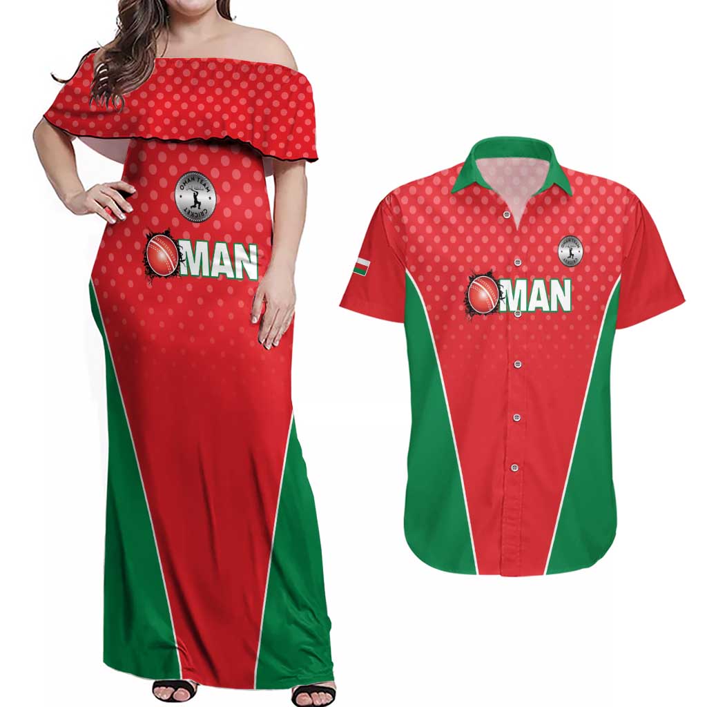 Custom Oman Cricket Couples Matching Off Shoulder Maxi Dress and Hawaiian Shirt We Are Champions - Wonder Print Shop