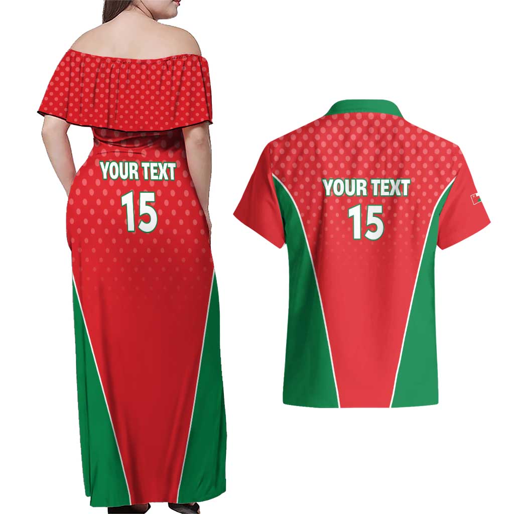 Custom Oman Cricket Couples Matching Off Shoulder Maxi Dress and Hawaiian Shirt We Are Champions - Wonder Print Shop