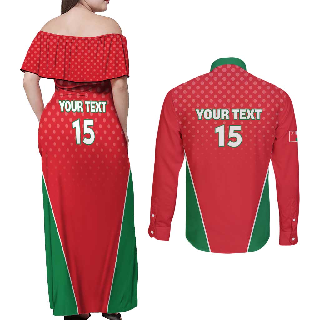 Custom Oman Cricket Couples Matching Off Shoulder Maxi Dress and Long Sleeve Button Shirt We Are Champions - Wonder Print Shop