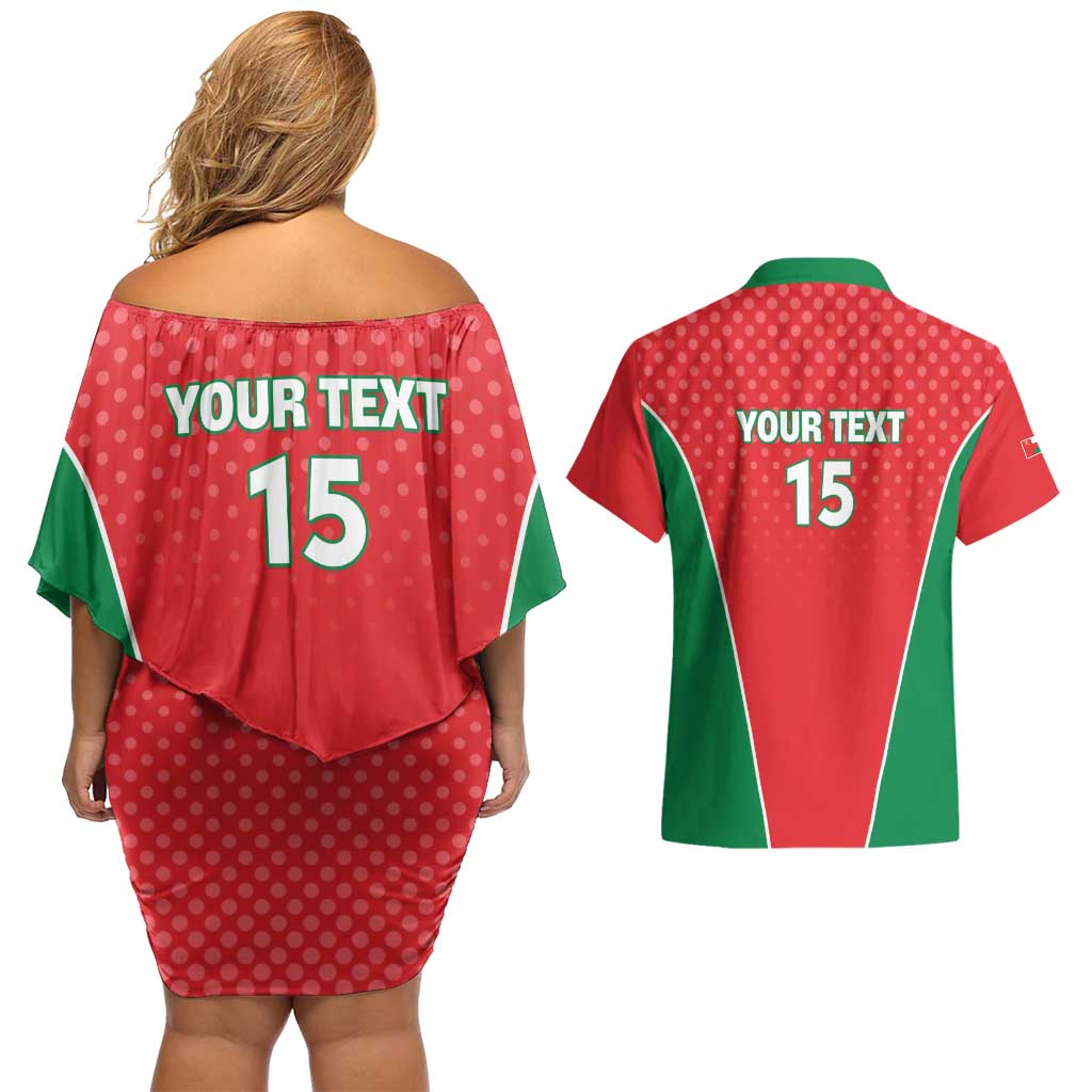 Custom Oman Cricket Couples Matching Off Shoulder Short Dress and Hawaiian Shirt We Are Champions - Wonder Print Shop