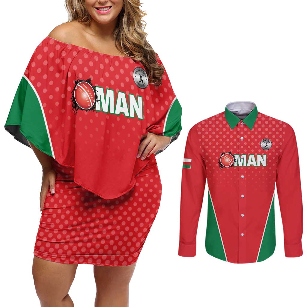 Custom Oman Cricket Couples Matching Off Shoulder Short Dress and Long Sleeve Button Shirt We Are Champions - Wonder Print Shop