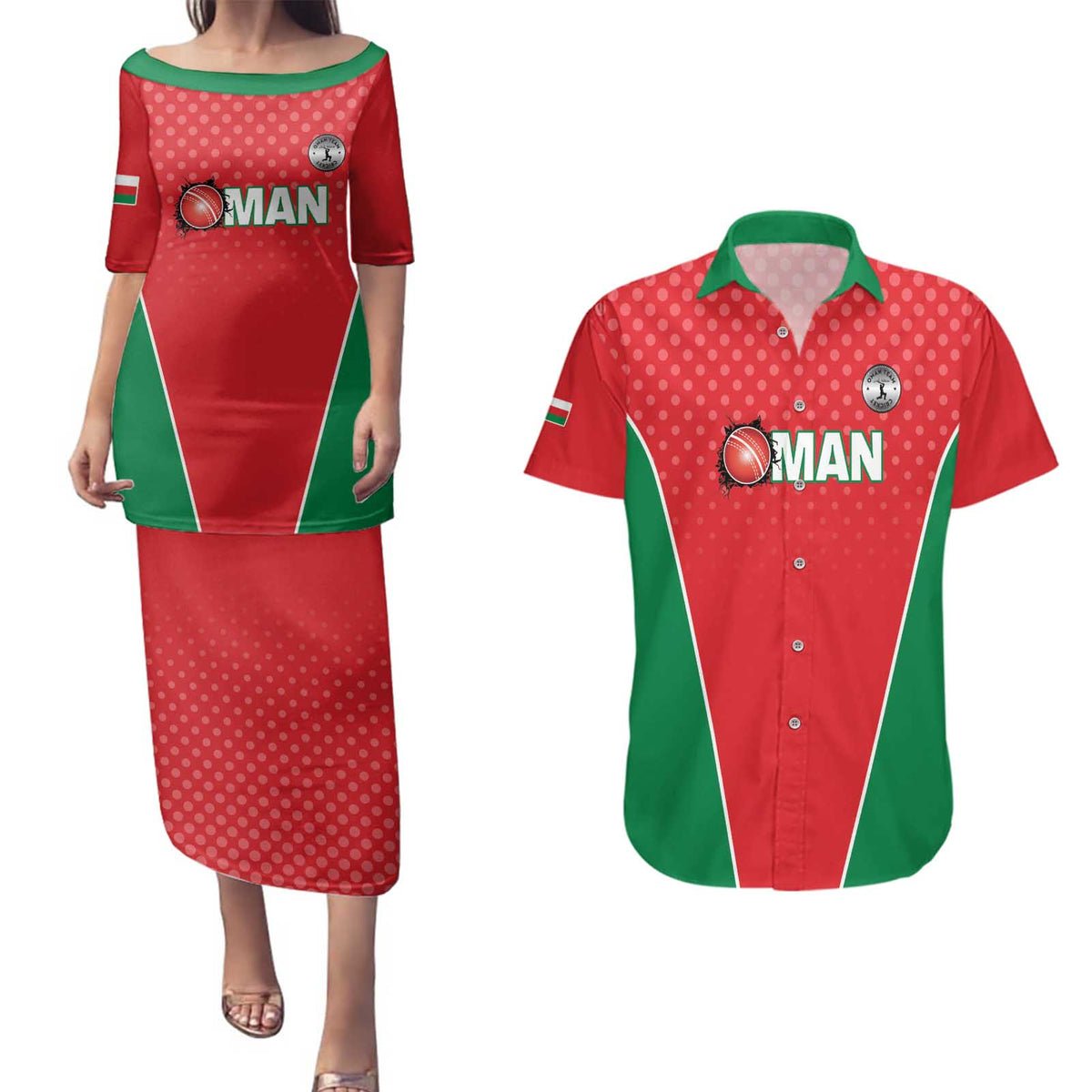 Custom Oman Cricket Couples Matching Puletasi and Hawaiian Shirt We Are Champions - Wonder Print Shop