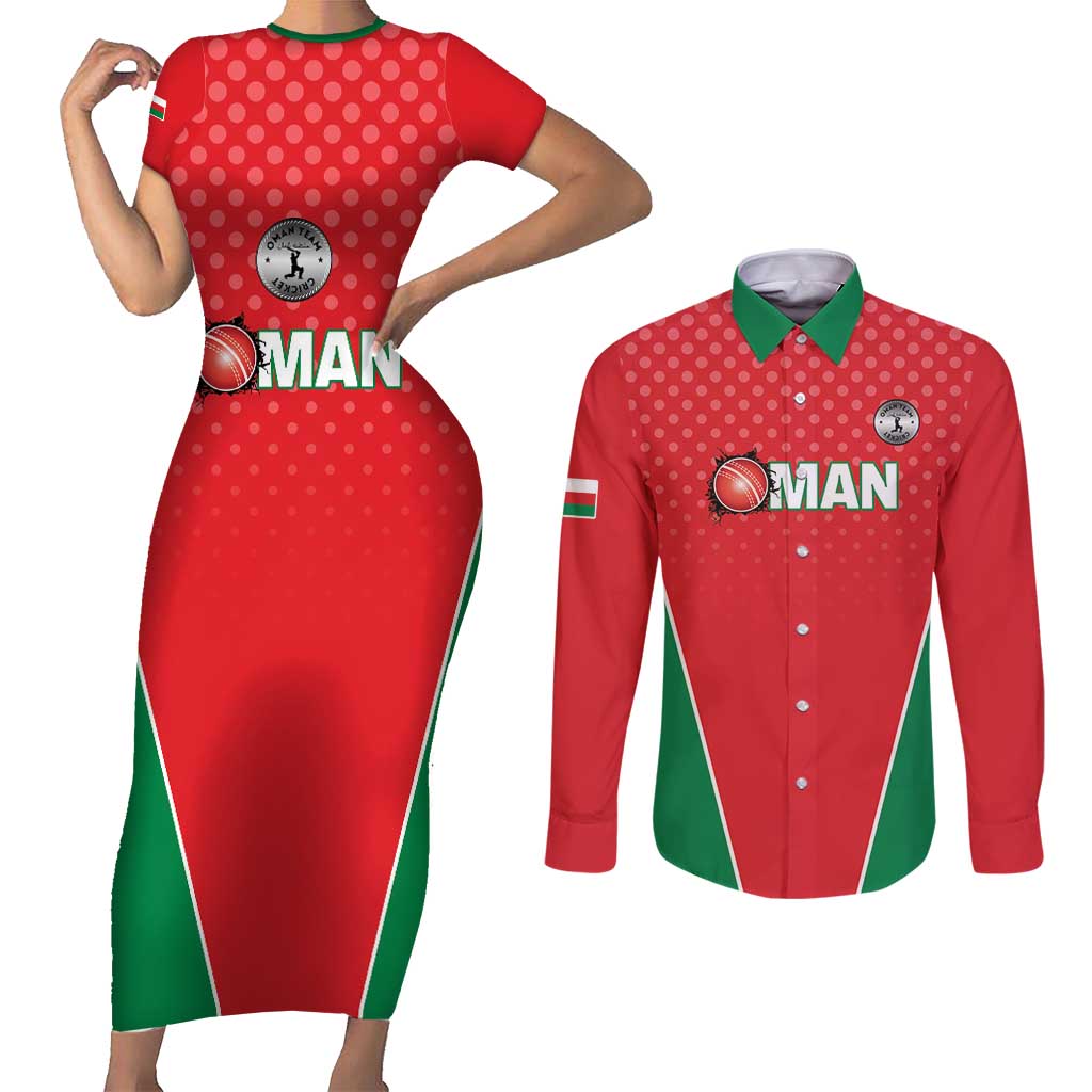 Custom Oman Cricket Couples Matching Short Sleeve Bodycon Dress and Long Sleeve Button Shirt We Are Champions - Wonder Print Shop