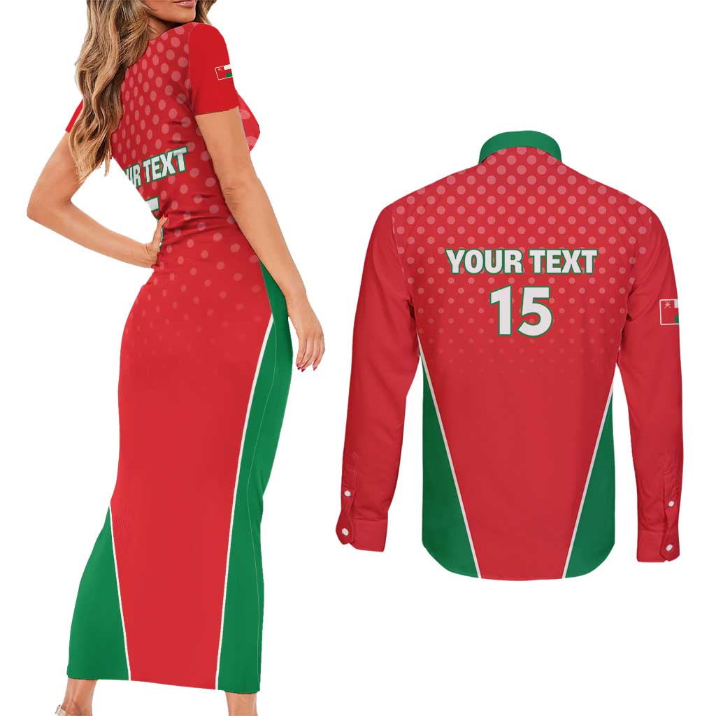 Custom Oman Cricket Couples Matching Short Sleeve Bodycon Dress and Long Sleeve Button Shirt We Are Champions - Wonder Print Shop