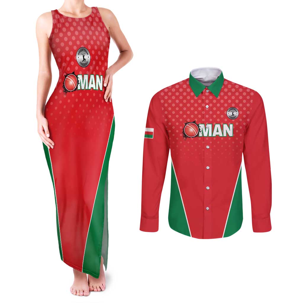 Custom Oman Cricket Couples Matching Tank Maxi Dress and Long Sleeve Button Shirt We Are Champions - Wonder Print Shop