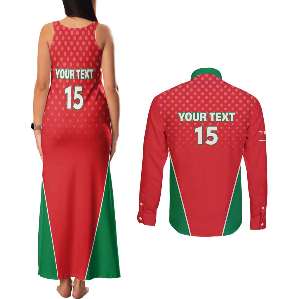 Custom Oman Cricket Couples Matching Tank Maxi Dress and Long Sleeve Button Shirt We Are Champions - Wonder Print Shop
