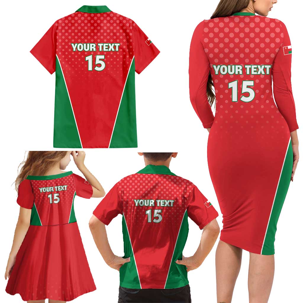 Custom Oman Cricket Family Matching Long Sleeve Bodycon Dress and Hawaiian Shirt We Are Champions - Wonder Print Shop