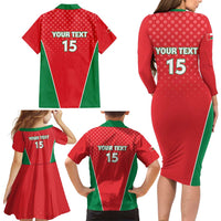 Custom Oman Cricket Family Matching Long Sleeve Bodycon Dress and Hawaiian Shirt We Are Champions - Wonder Print Shop