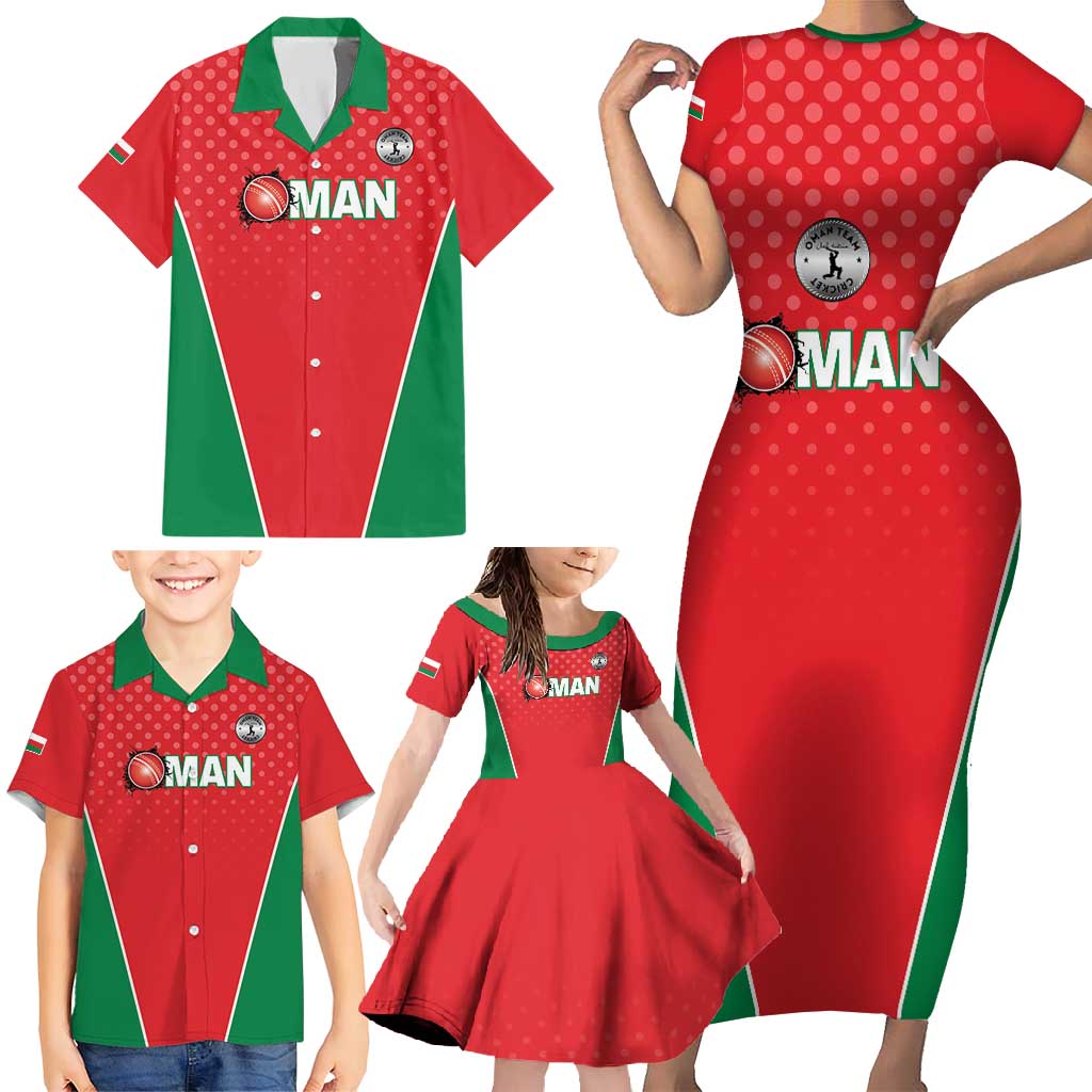 Custom Oman Cricket Family Matching Short Sleeve Bodycon Dress and Hawaiian Shirt We Are Champions - Wonder Print Shop