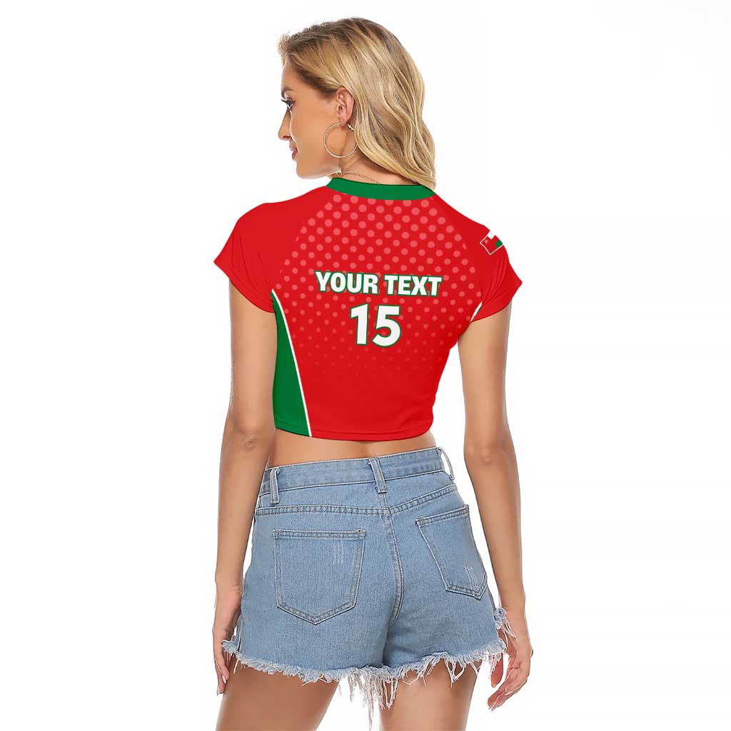 Custom Oman Cricket Raglan Cropped T Shirt We Are Champions - Wonder Print Shop
