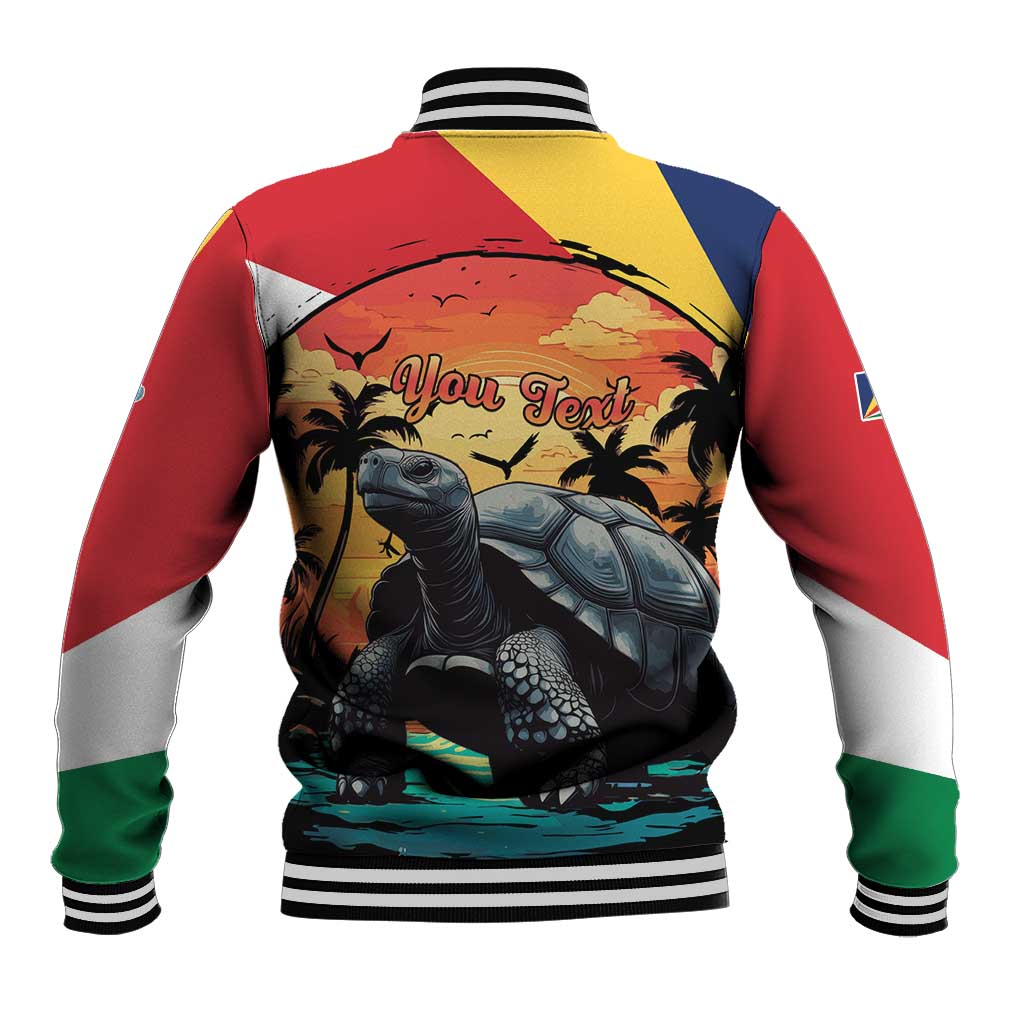 Personalised Seychelles Aldabra Giant Tortoise Baseball Jacket Beach Sunset - Wonder Print Shop