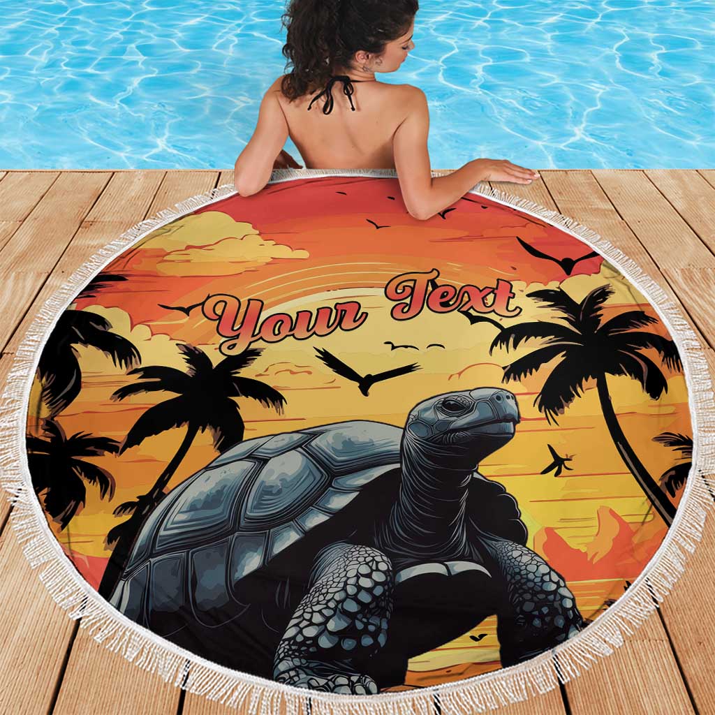 Personalised Seychelles Aldabra Giant Tortoise Beach Blanket Beach Sunset - Wonder Print Shop