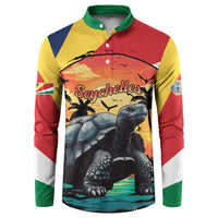 Personalised Seychelles Aldabra Giant Tortoise Button Sweatshirt Beach Sunset - Wonder Print Shop