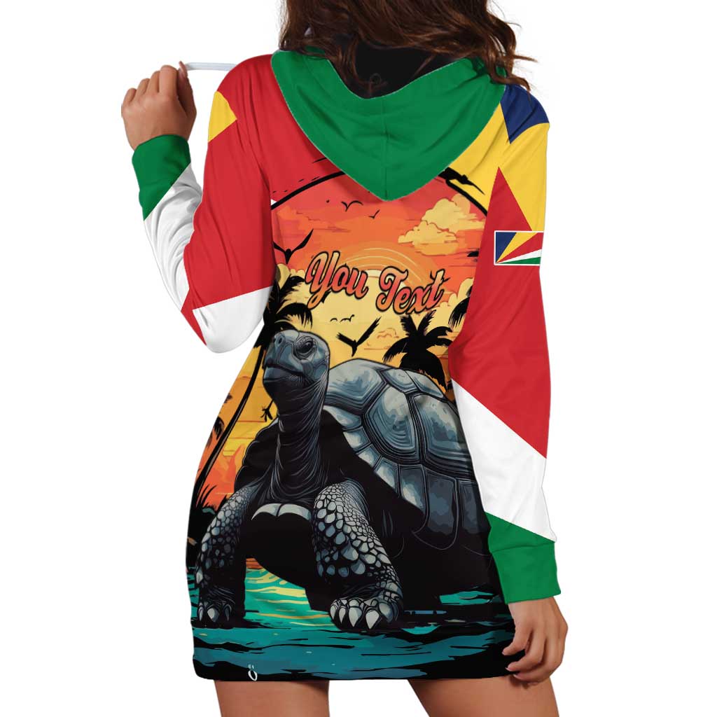 Personalised Seychelles Aldabra Giant Tortoise Hoodie Dress Beach Sunset - Wonder Print Shop