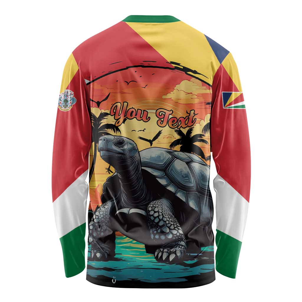 Personalised Seychelles Aldabra Giant Tortoise Long Sleeve Shirt Beach Sunset - Wonder Print Shop