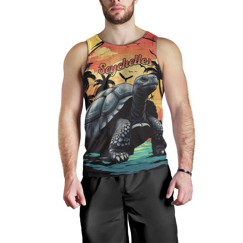 Personalised Seychelles Aldabra Giant Tortoise Men Tank Top Beach Sunset - Wonder Print Shop