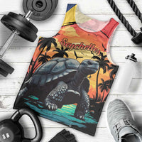 Personalised Seychelles Aldabra Giant Tortoise Men Tank Top Beach Sunset - Wonder Print Shop