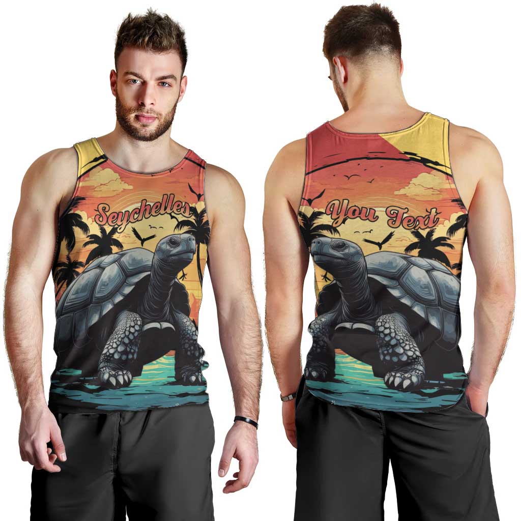 Personalised Seychelles Aldabra Giant Tortoise Men Tank Top Beach Sunset - Wonder Print Shop