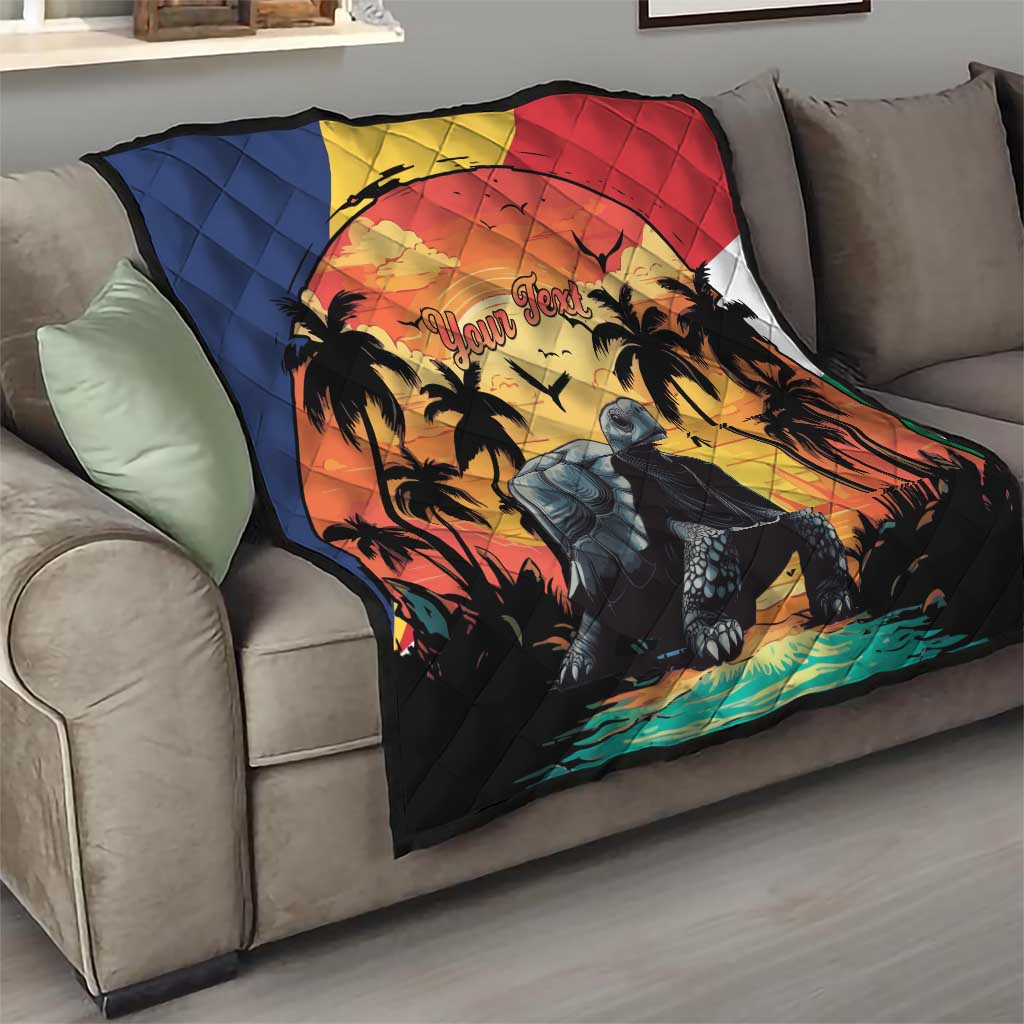 Personalised Seychelles Aldabra Giant Tortoise Quilt Beach Sunset - Wonder Print Shop