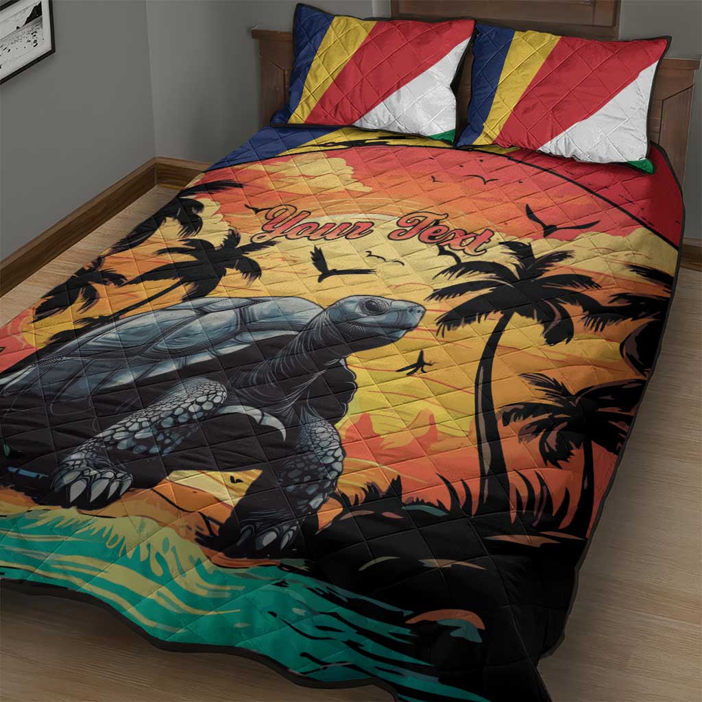 Personalised Seychelles Aldabra Giant Tortoise Quilt Bed Set Beach Sunset - Wonder Print Shop