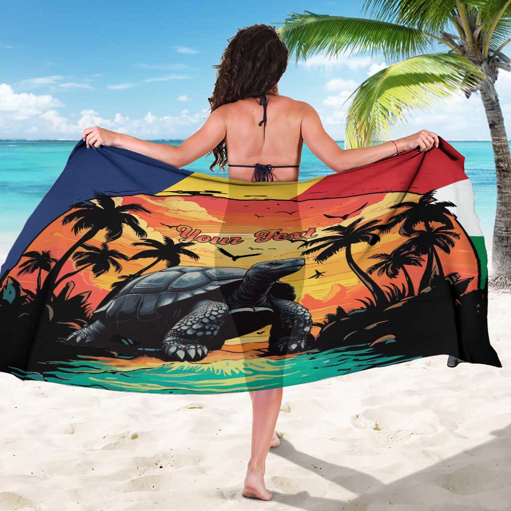 Personalised Seychelles Aldabra Giant Tortoise Sarong Beach Sunset - Wonder Print Shop