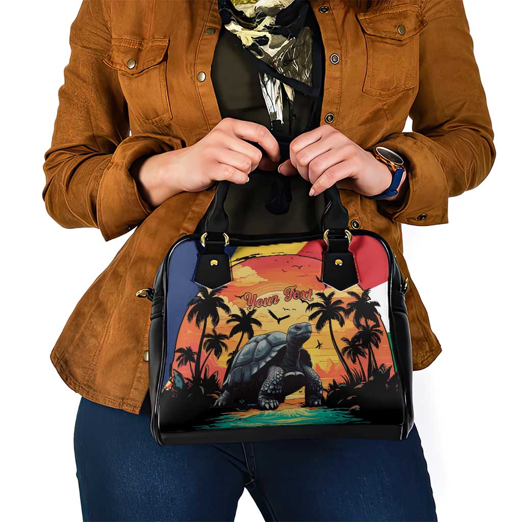 Personalised Seychelles Aldabra Giant Tortoise Shoulder Handbag Beach Sunset