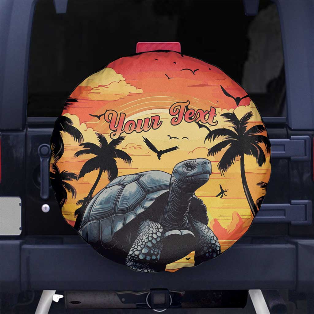 Personalised Seychelles Aldabra Giant Tortoise Spare Tire Cover Beach Sunset - Wonder Print Shop