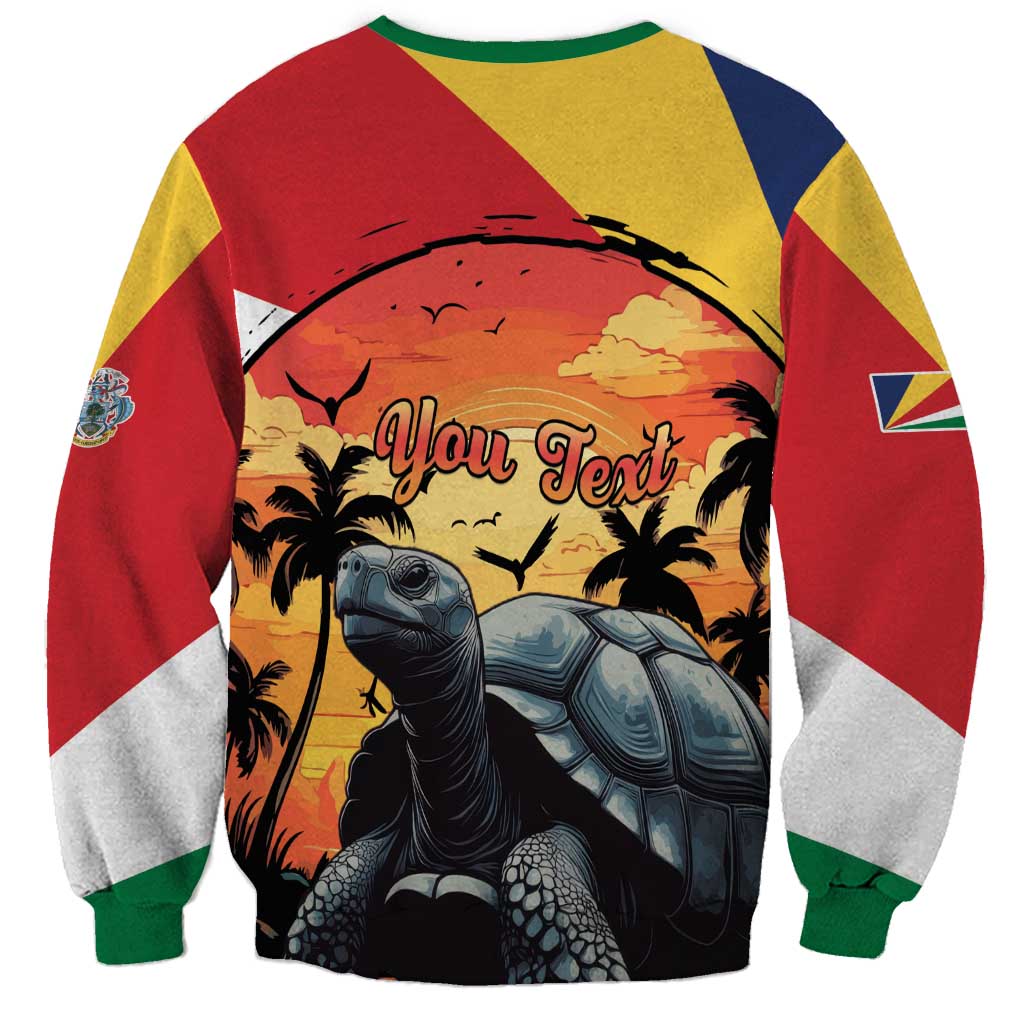 Personalised Seychelles Aldabra Giant Tortoise Sweatshirt Beach Sunset - Wonder Print Shop