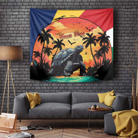 Personalised Seychelles Aldabra Giant Tortoise Tapestry Beach Sunset - Wonder Print Shop