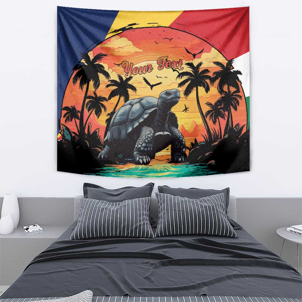 Personalised Seychelles Aldabra Giant Tortoise Tapestry Beach Sunset - Wonder Print Shop