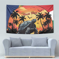 Personalised Seychelles Aldabra Giant Tortoise Tapestry Beach Sunset - Wonder Print Shop