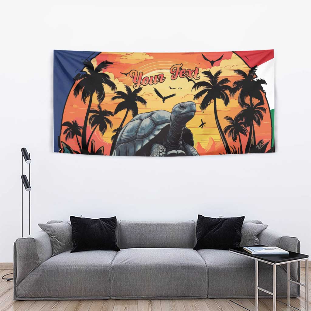 Personalised Seychelles Aldabra Giant Tortoise Tapestry Beach Sunset - Wonder Print Shop