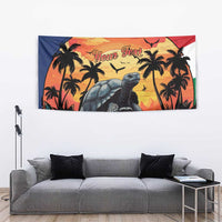 Personalised Seychelles Aldabra Giant Tortoise Tapestry Beach Sunset - Wonder Print Shop