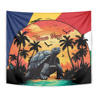 Personalised Seychelles Aldabra Giant Tortoise Tapestry Beach Sunset - Wonder Print Shop