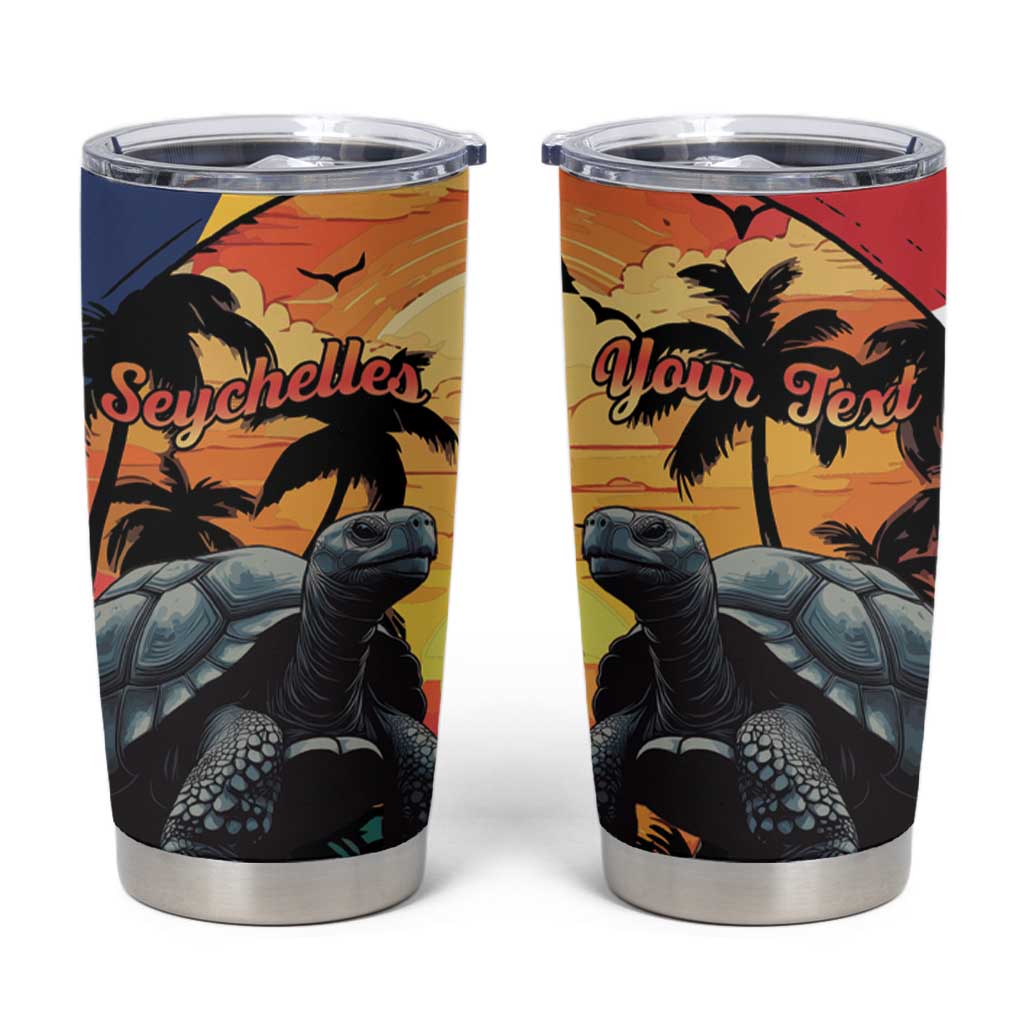 Personalised Seychelles Aldabra Giant Tortoise Tumbler Cup Beach Sunset - Wonder Print Shop