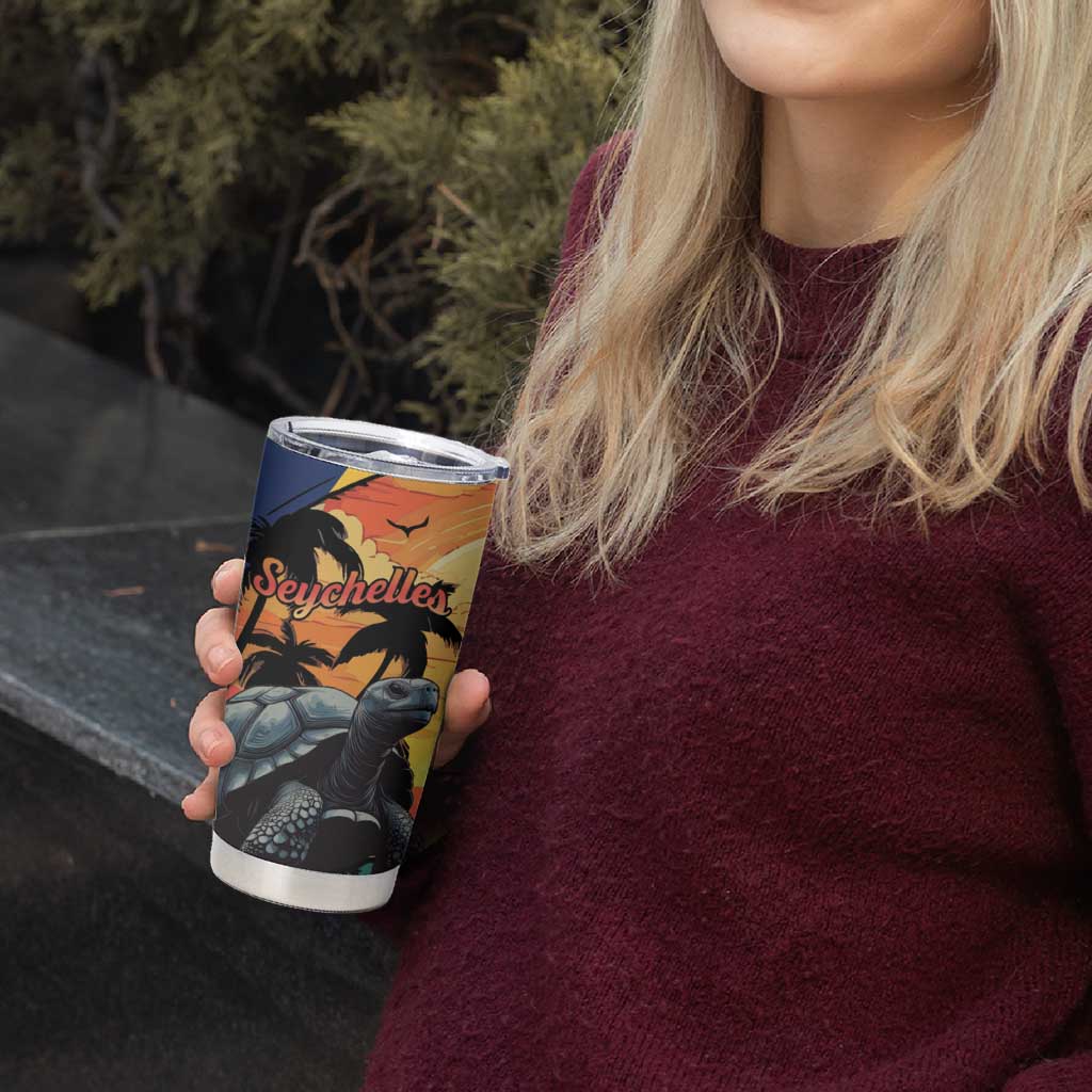 Personalised Seychelles Aldabra Giant Tortoise Tumbler Cup Beach Sunset - Wonder Print Shop