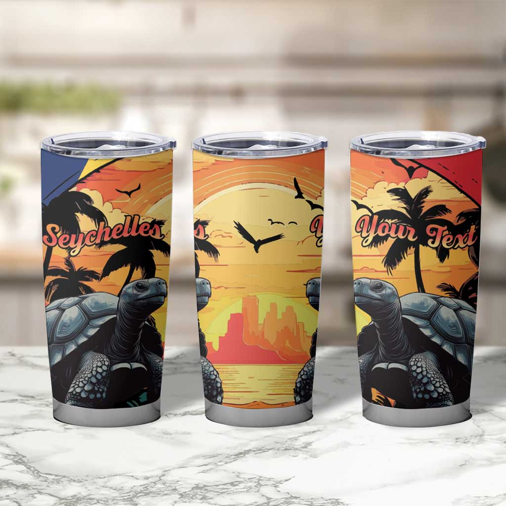 Personalised Seychelles Aldabra Giant Tortoise Tumbler Cup Beach Sunset - Wonder Print Shop