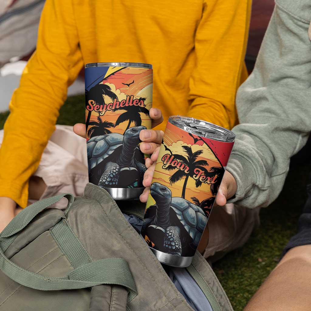 Personalised Seychelles Aldabra Giant Tortoise Tumbler Cup Beach Sunset - Wonder Print Shop